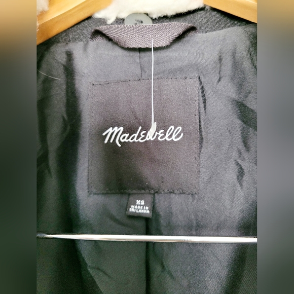 Madewell Women's Eldridge Zip Coat Insuluxe Wool/Cashmere Blend Black/White XS - Picture 2 of 16